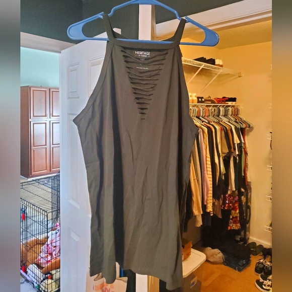 torrid Tops - NWOT Torrid Olive Green Slashed High Neck Tank Top